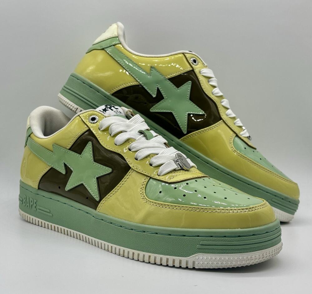 A Bathing Ape BAPE STA Men’s 11 Patent Leather Yellow/Green Sneakers VNDS